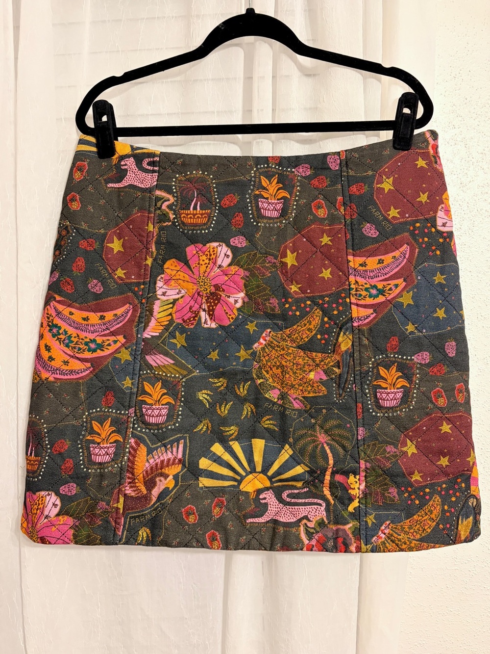 Anthropologie FARM RIO Printed Quilted Mini Skirt